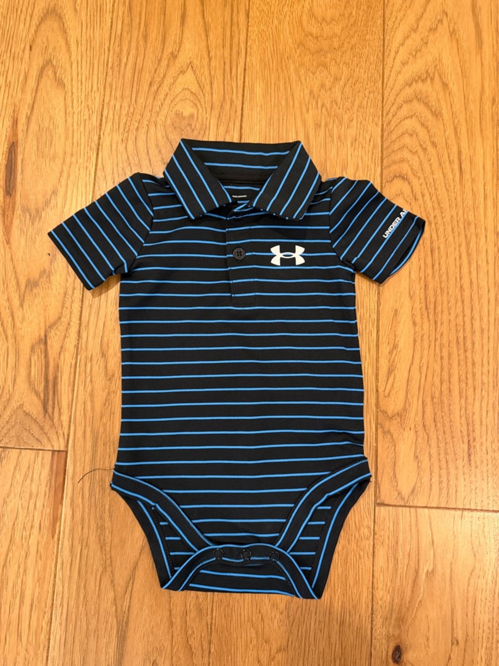 Under Armour Navy Polo Bodysuit with Blue Stripes